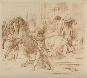 Abb. 1 Hans von Marées, Amazonenschlacht, 1887, Rötel auf Papier, 45 x 40 cm