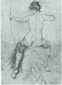 Fig. 2 Louis Tuaillon, Study for an Amazon, pencil on paper