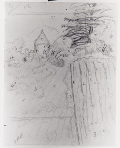 Abb. 1 Félix Vallotton, Côte roussie et tourelle, Champtoceaux, Bleistift auf Papier, 14,5 x 11,5 cm, Privatsammlung Frankreich, © Fondation Félix Vallotton, Lausanne